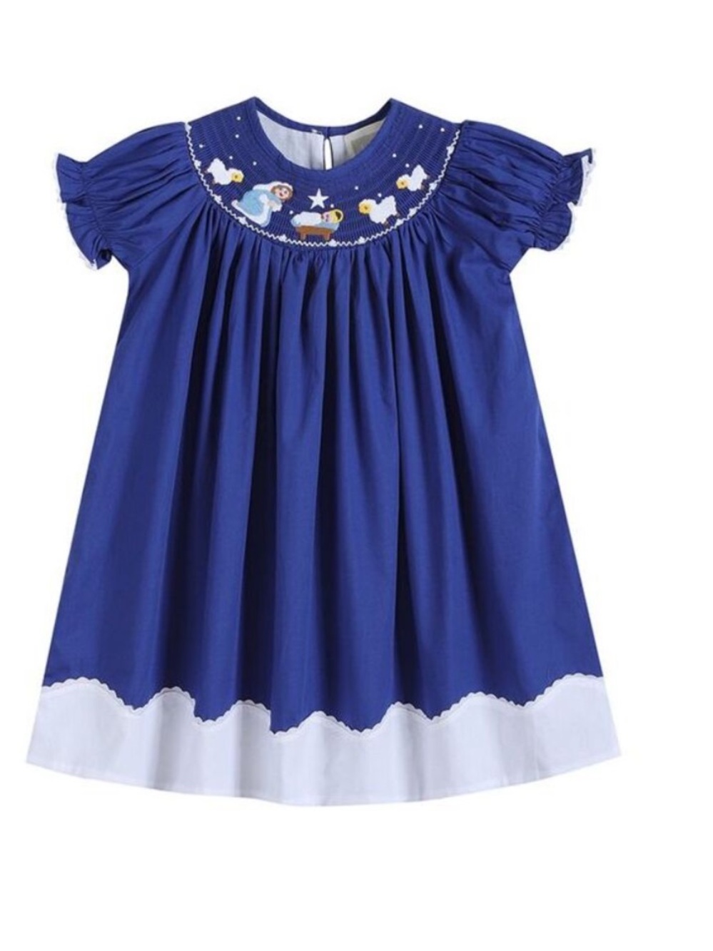 Lil Cactus Smocked Blue Nativity Scene Dress NWT SZ 5